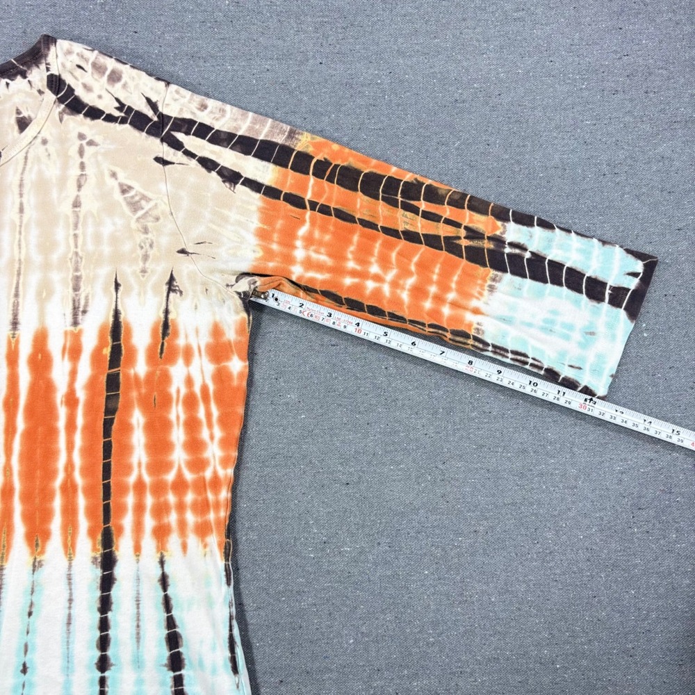 Tryst Top Women Plus Size 0X Orange Turquoise Tie Dye Cotton 3/4 Sleeve 9297TMDS - Picture 7 of 8